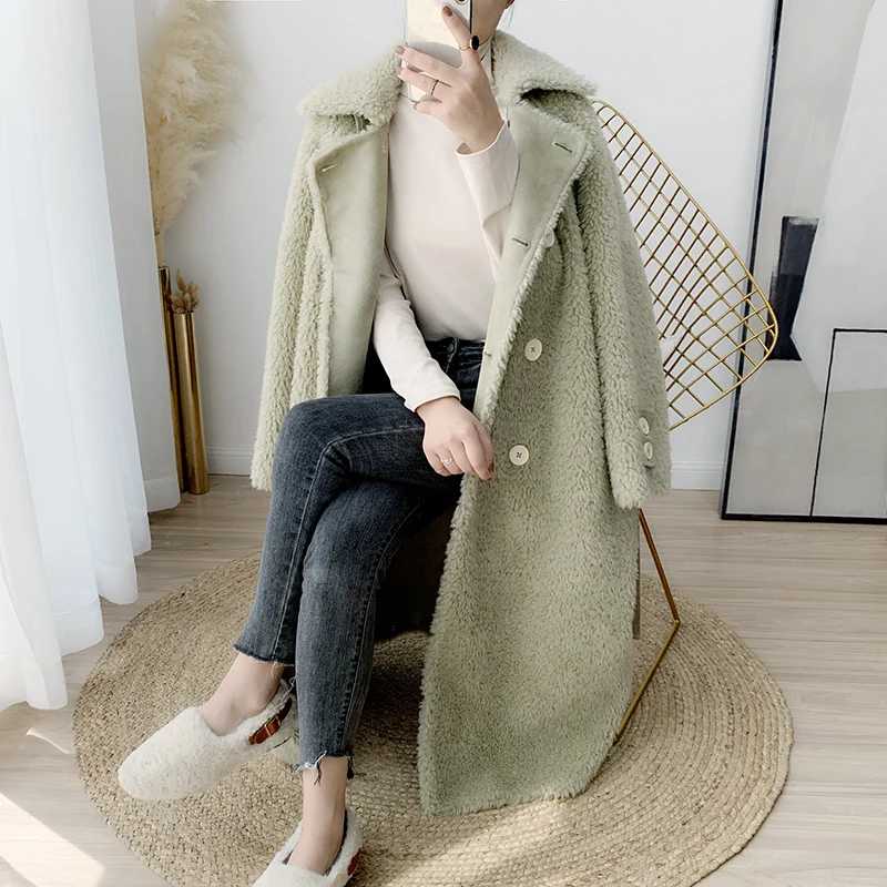 AYUNSUE Натуральная Овечья шерсть шуба зимнее пальто женская одежда шерстяное пальто Женская Корейская длинная куртка манто Femme MY4450