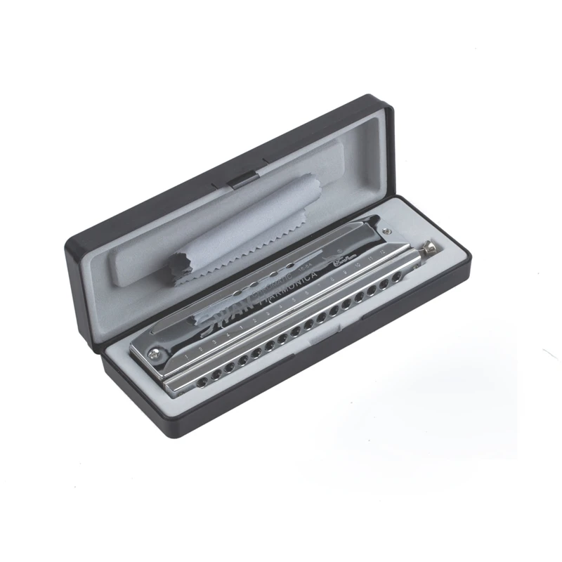 Chromatic Harmonica Silver tone 16 hole 64 Mouth Music Instruments