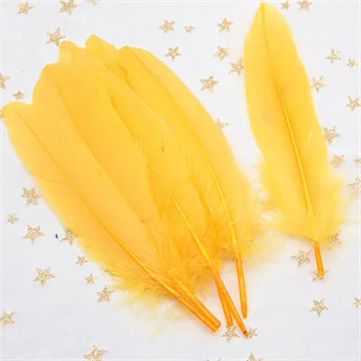 Golden 50pcs Пуховые перья многоцветный Шлейф 14-20 см перо отделка для рукоделия свадебное платье Вечерние DIY украшения аксессуары 50 шт - Цвет: Golden 50pcs