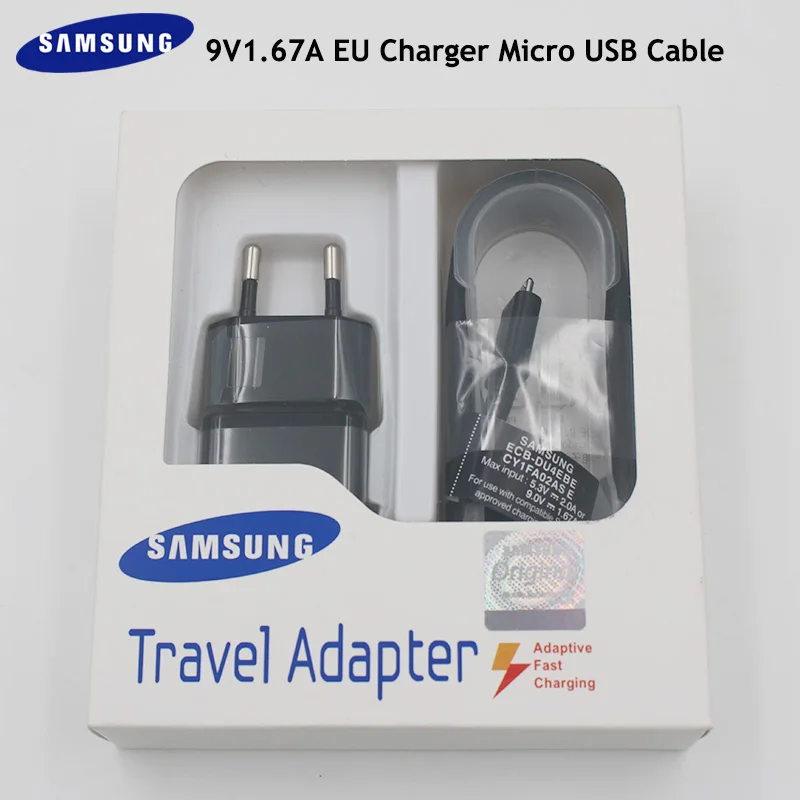 Samsung 9V1. 67A 15 Вт ЕС Usb быстрое зарядное устройство дорожный адаптер 1 м 1,5 м микро кабель для Galaxy S7 S6 edge S3 S4 Note 5 4 J3 j7 j6 A7 A8 - Тип штекера: One set of EU Black