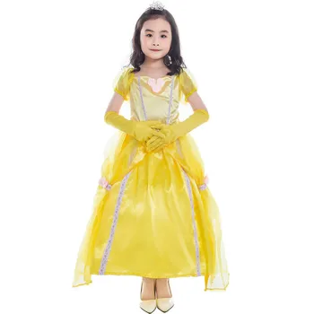 

Kids Fair BELLA Girls Christmas Costumes Long Dresses Beauty and The Beast Cosplay Clothing Children Princess Belle Dresses