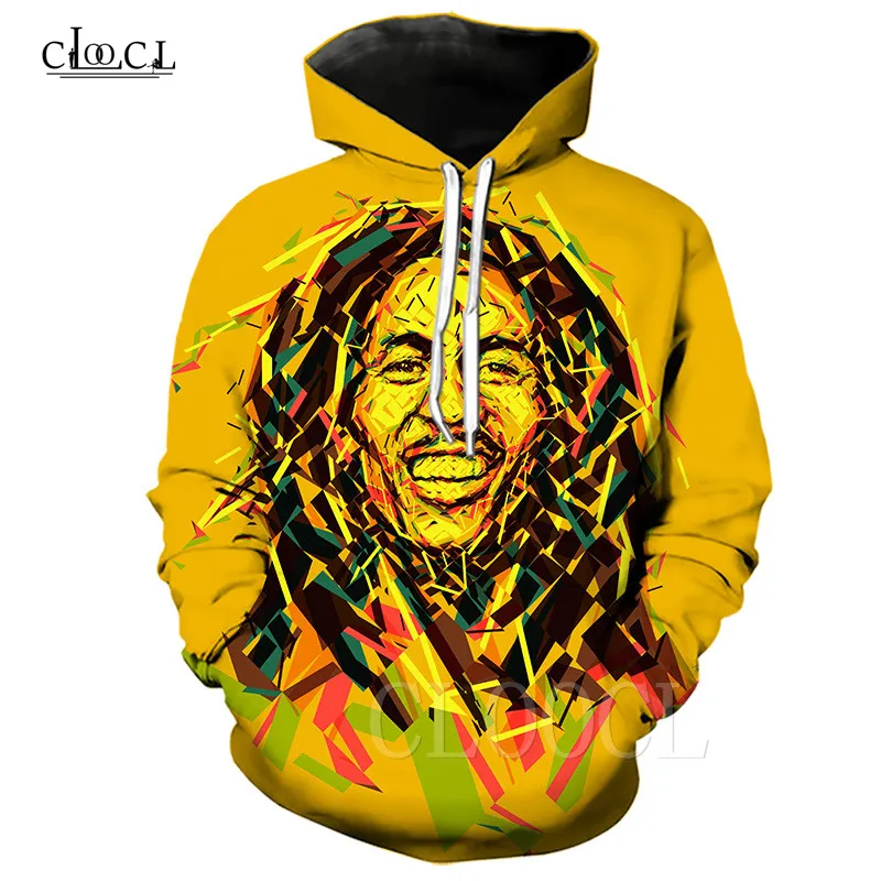 Худи Reggae Creator Bob Marley желтое Мужская одежда толстовка с 3D принтом Мужская/женская