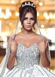 Shinning Sweetheart Wedding Dresses With Beads Sequins Low Back Sexy Wedding Gowns A Line Satin Cheap Bridal  Custom