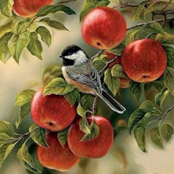 

Diamond Embroidery 5D Diy Diamond Painting Cross Stitch "Apple Tree&Bird" Diamond Mosaic Full Round Drill Home Decoration Animal