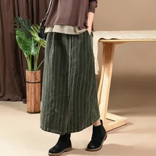 Вельветовая Осенняя Новая модная юбка с разрезом прямая фланелевая юбка длинная юбка