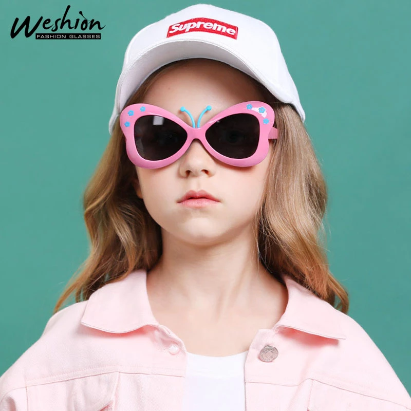 Gafas de sol polarizadas con forma de corazón para niño y niña, lentes de sol con montura Flexible de silicona, de 3 12 años, color rosa, UV400|De los hombres gafas de