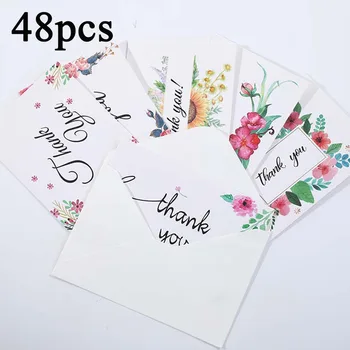 

48pcs Thank You Cards With Envelopes Blessing Card Greeting Card With Envelope And Stickers Birthday Wedding Congratulation Card