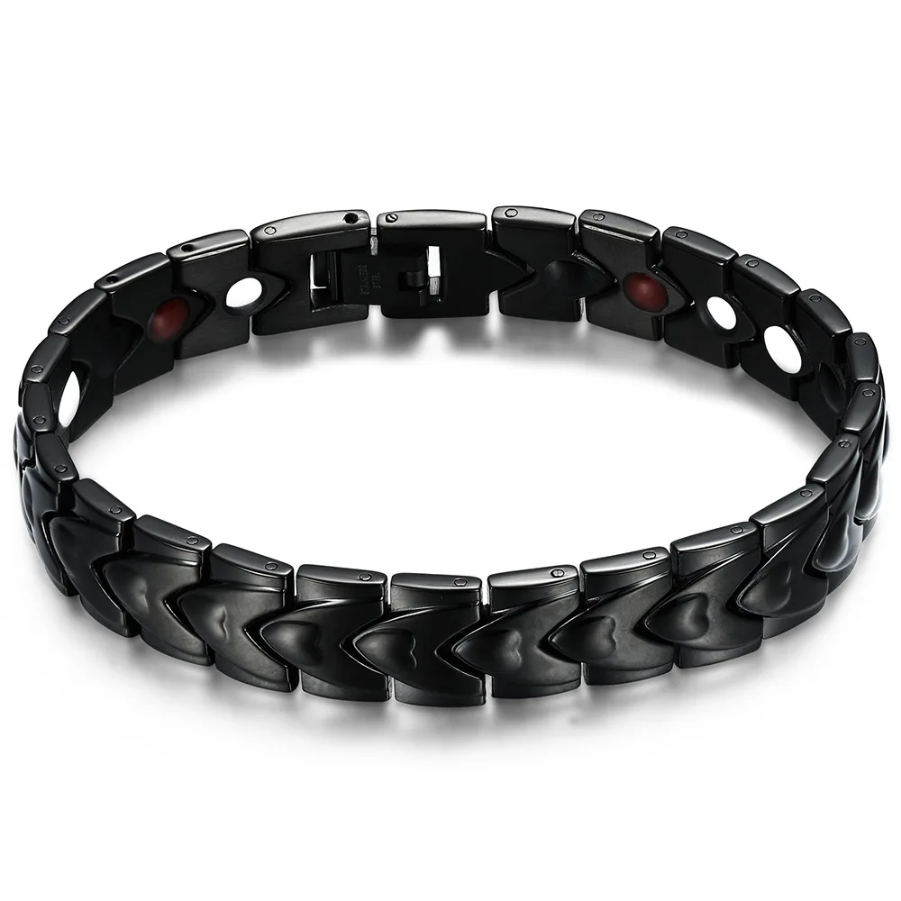 Титановые браслеты из нержавеющей стали, магнитные браслеты для женщин и мужчин, ювелирные изделия, подарки для ухода, антивозрастной магнитный браслет 3000 Gauss - Окраска металла: Black