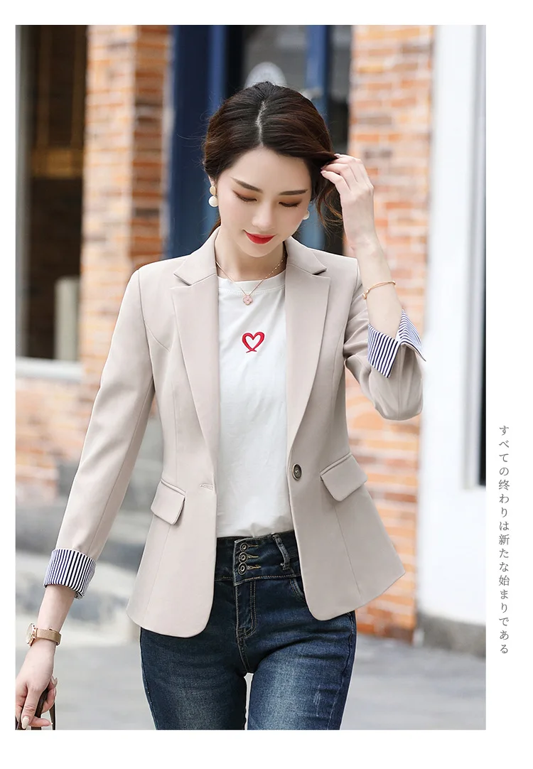 Элегантная однотонная Свободная верхняя одежда Blusas Femininas осенний офисный Однобортный блейзер с фигурным вырезом женский пиджак блейзер