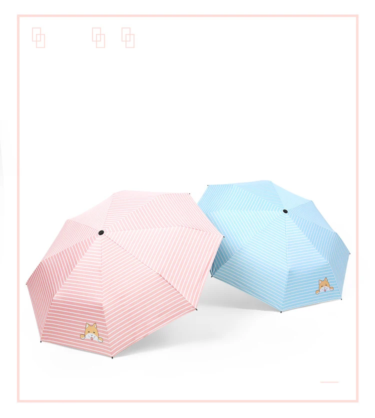 Yessello, полосатый зонтик для собак, карманный зонтик, три складных, свежие, вечерние, в полоску, для собак, зонтик, солнечный, дождливый, розовый, женские зонты