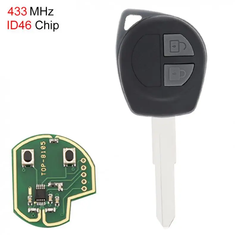 433MHz 2 Buttons Keyless Uncut Flip Remote Car Key Fob with ID46 Chip for SUZUKI SWIFT SX4 Alto JIMNY VITARA IGNIS Splash 5pcs 10pcs with button pad 2 buttons replacement key case remote key shell for suzuki key blank fob cover