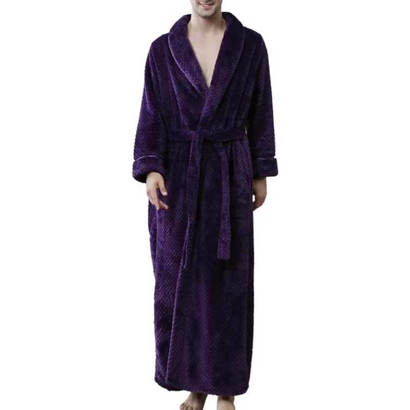 MJARTORIA 2019 New Autumn Winter Robe Soft Absorbent Lightweight Long Kimono Flannel Spa Bathrobe For Men Solid Long Sleeve MJARTORIA 2019 New Autumn Winter Robe Soft Absorbent Lightweight Long Kimono Flannel Spa Bathrobe For Men Solid Long Sleeve