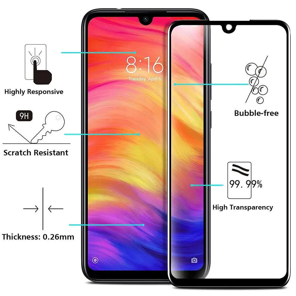 9H полное покрытие взрывозащищенное Закаленное стекло для Xiaomi Redmi Note 6 7 8 Pro Redmi 6 6A 7A K20 Pro HD пленка протектор экрана