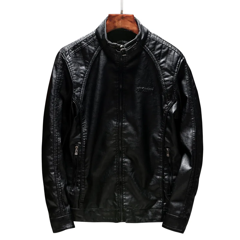 

Autumn Men Li Collar Plus Velvet Tide Brand Slim Fit Pu Leather Coat Youth Hundred Take A Plane Car Skin Clothes Clip Ke Male