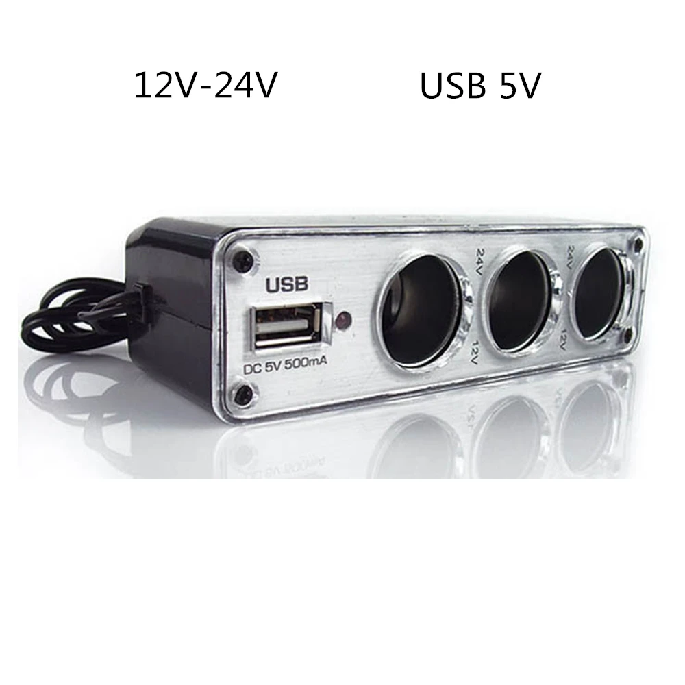 Автомобильный прикуриватель 12 В 24 сплиттер тройник USB адаптер LED для iPad телефона