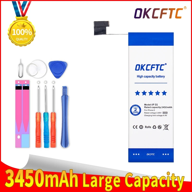 

High capacity phone Battery For Apple iphone 5S 5C Replacement Bateria For iPhone 5s 3450mAh batteries with Tools