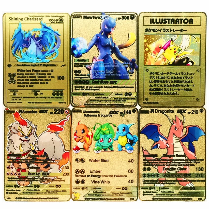 Game-Toys Collection Metal-Card MEGA Super-Game Gold Pokemon-Gx Children New for Christmas-Gift
