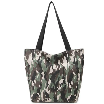 

NEW-New Wild Camouflage Canvas Bag Casual Tide Female Large-Capacity Shoulder Bag Simple Shopping Bag