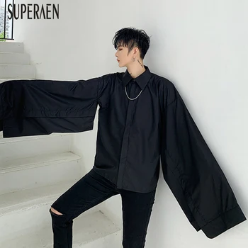 

SuperAen New 2020 Spring Fashion Women Shirts Irregular Cotton Wild Casual Ladies Blouses and Tops Long-sleeve Women Clothing