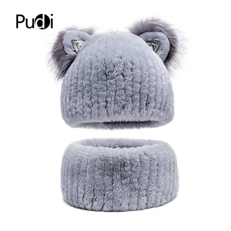 

Aorice HF7034 women rabbit fur and silver fox fur hat