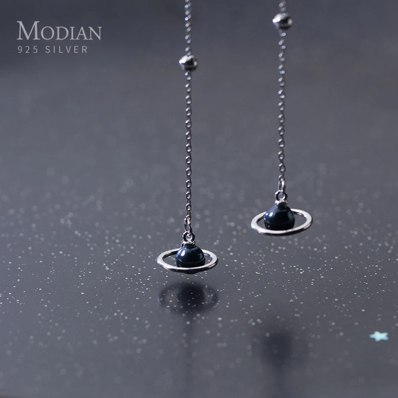 Modian кисточкой черный жемчуг планета длинные висячие серьги Мода 100%