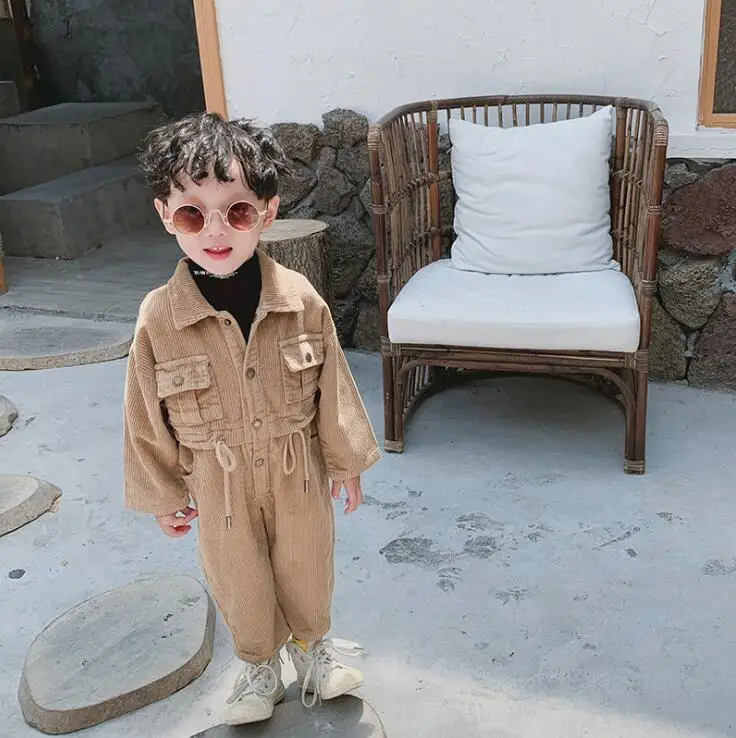 Korean Style Girls Boys Corduroy Overall Autumn Fashion Kids Pants 1-6 years