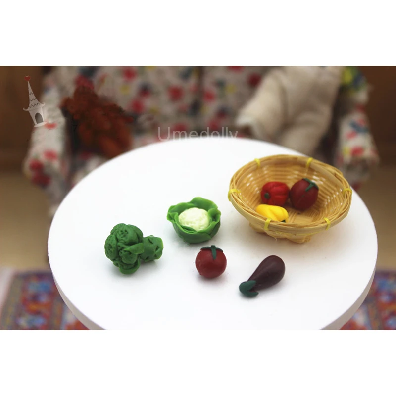 1 Набор бамбуковая корзина и мини овощи для 1/12 кукольный домик миниатюрная кухня Игровая кукла аксессуары для еды игрушка