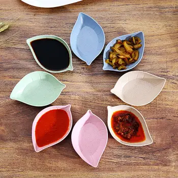 

4Pcs Leaf-Shape Kitchen Sauce Dish Plates Bowls Seasoning Saucers Storage Container Food Container Tableware Dinnerware