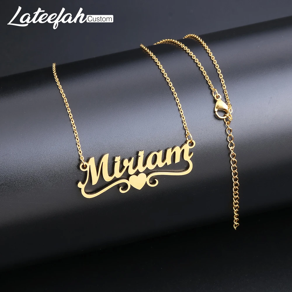 Handmade Custom Name Personality Name Necklaces for Women Men Stainless Steel Jewelry Gold Filled Heart Statement Choker Bijoux