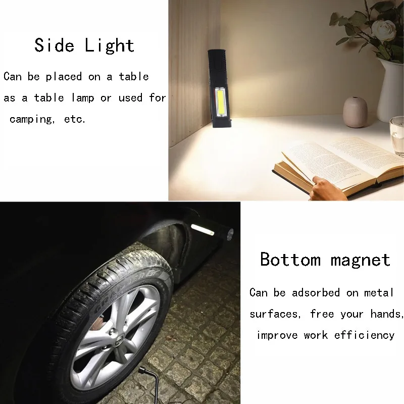 Многофункциональный портативный COB светодиодный мини-светильник для осмотра фонарей магнитное основание и зажим для обслуживания Ручка Вспышка светильник для чтения