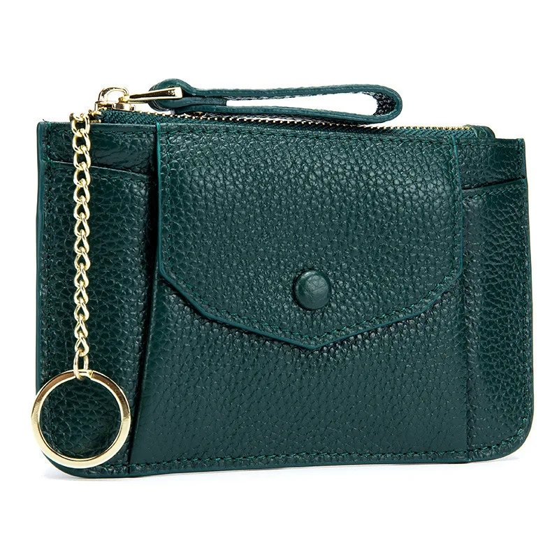 Модный кошелек для монет из натуральной кожи, женская сумка с цепочкой, Дамский кошелек, мини-женский кожаный кошелек, маленькая сумка для женщин s Carteras - Цвет: green