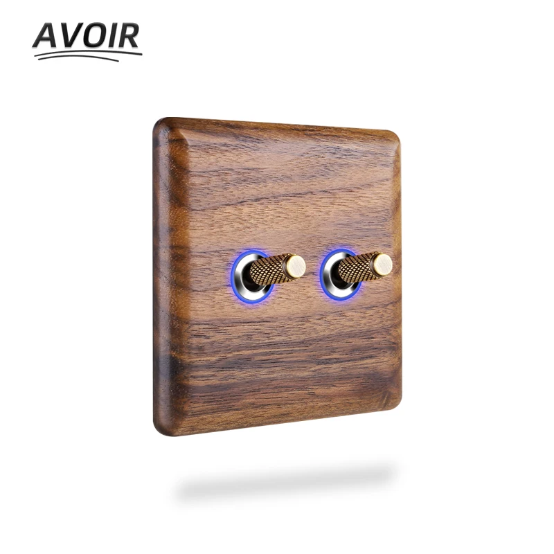 Avoir-Wall-Light-Switch-With-Led-Indicator-Black-Walnut-Toggle-Switch ...