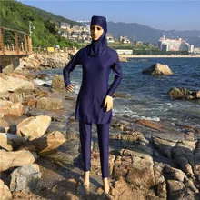 S скромный Мусульманский купальник Hajib соединение 3 шт. Буркини для женщин полное покрытие консервативный