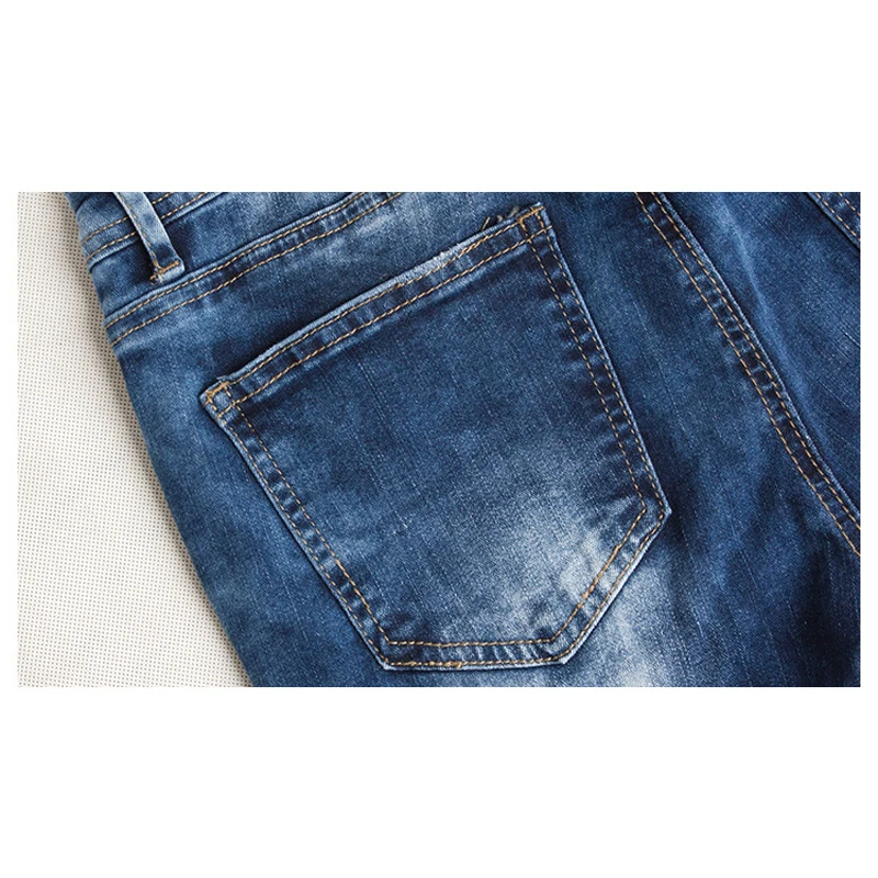 Ms. Autumn New Hole Jeans Slim Stretch Europe And America Women's Autumn Feet Pencil Pants Large Size S-3xl