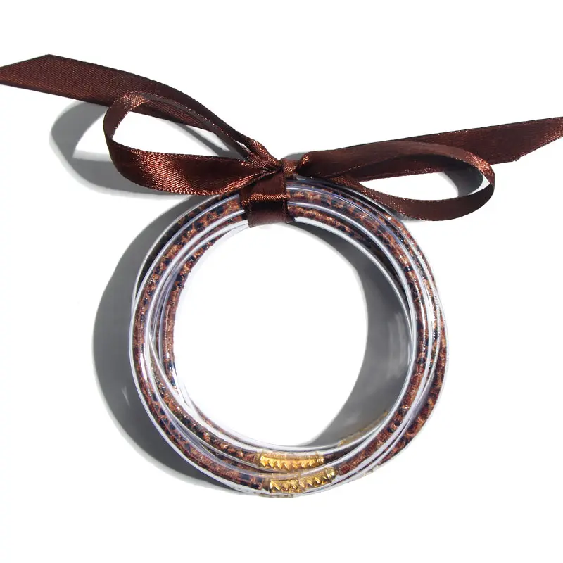 JJFOUCS 5 шт./компл. бантом прозрачная браслет для Для женщин Модные браслеты браслет с леопардовым принтом змеиной кожи заполнены силиконовые браслеты ювелирные изделия