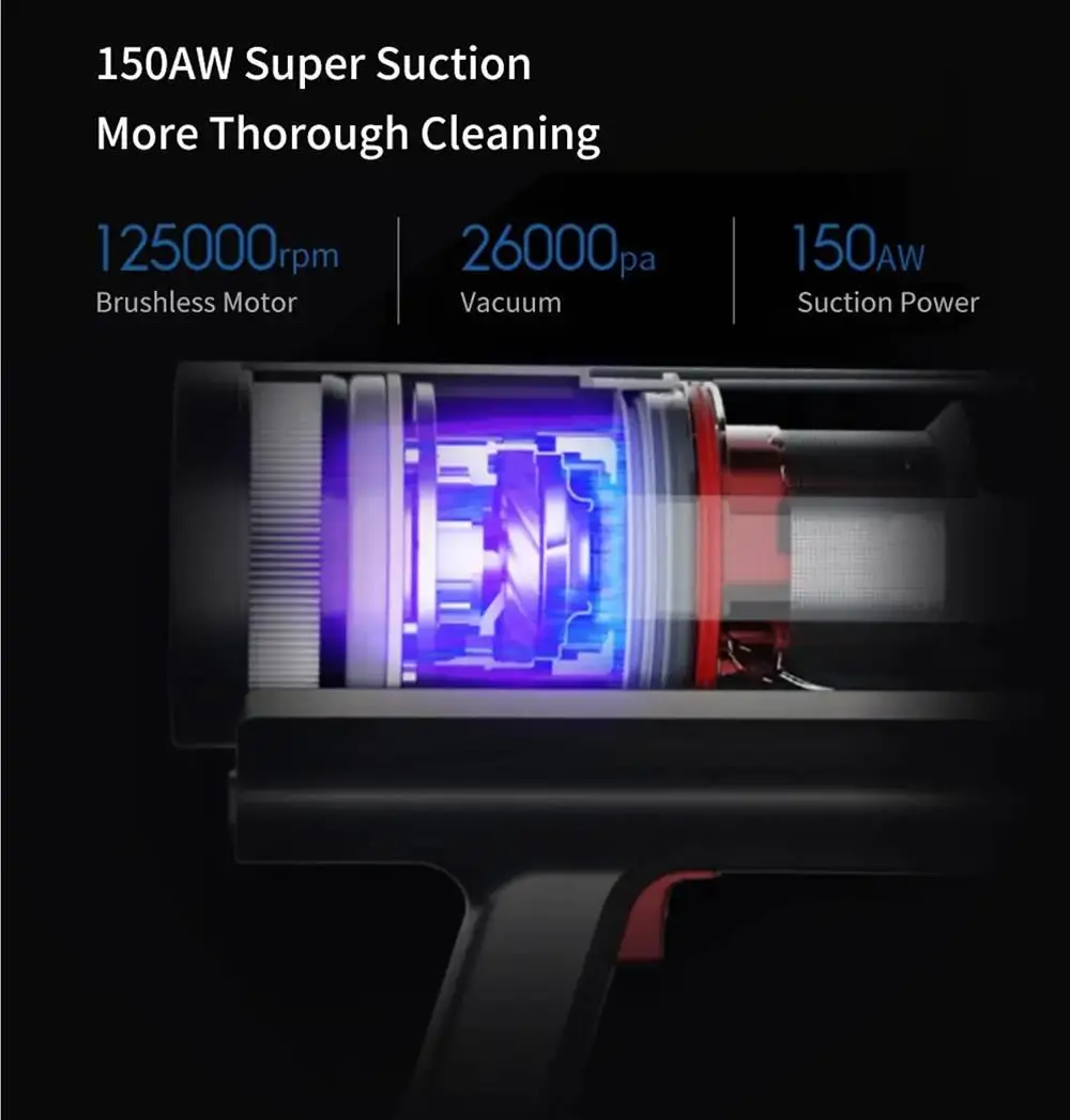 Ручной беспроводной пылесос Shunzao Z11 Pro 26000 па Мощное всасывание бесщеточный