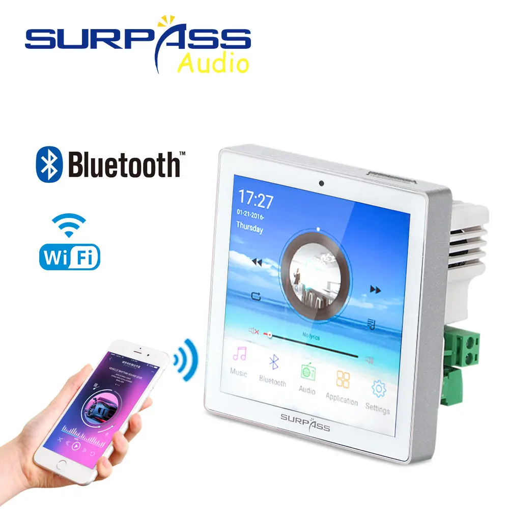 Smart home Theater Cinema WiFi audio Wall panel Amplifier mini 4inch Touch Screen bluetooth wireless Music System USB/TF/FMradio