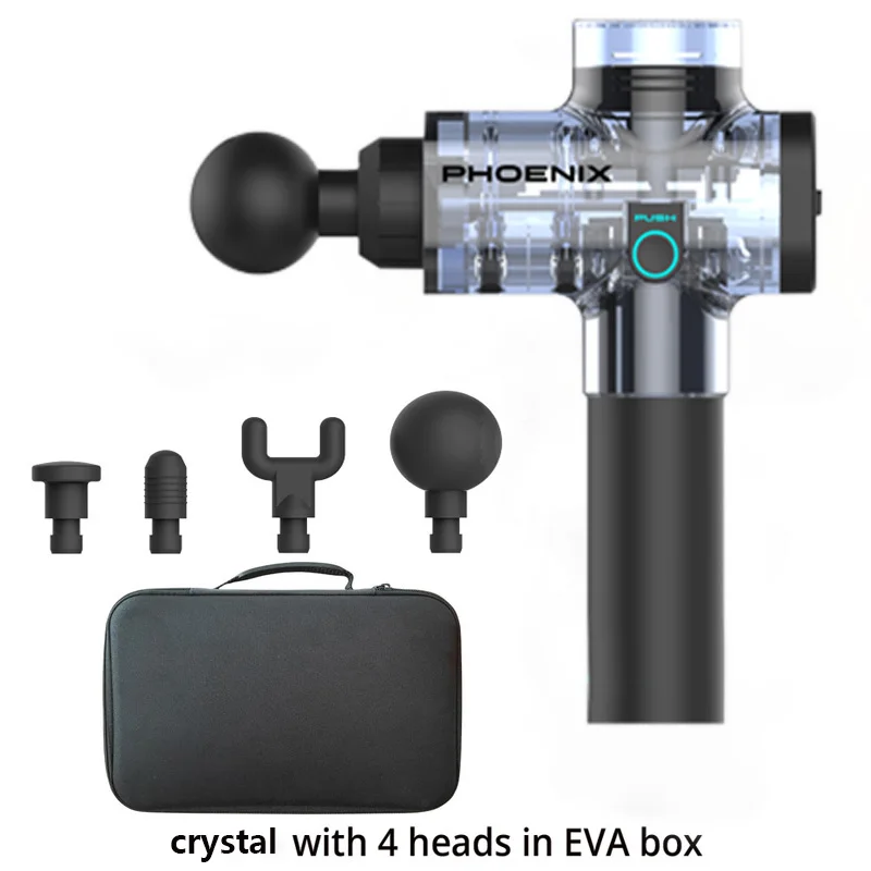 Crystal EVA Box PHOENIX-A2, облегчающий боль, массаж мышц, пистолет, терапия глубокого расслабления, Вибрационный массажер для тела, инструменты для фитнеса и тренажерного зала - Цвет: Crystal EVA Box