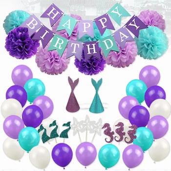 

Mermaid Balloon Birthday Decoration Set Decorative Balloons Kit Birthday Party Supplies (Mermaid Themed Suit)
