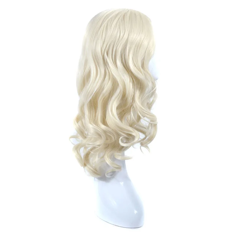 LIHUI White gold Wavy wig Long curly hair Synthetic wig Middle separation Wigs for Women