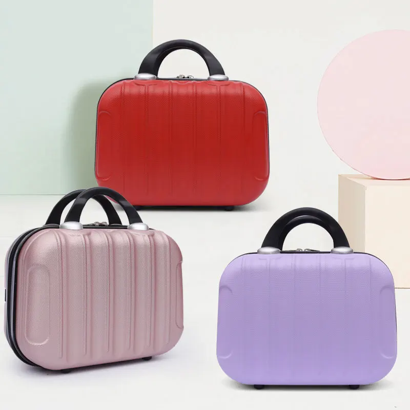 

Fashion Vertical Striped Suitcase 14 Inch Mini Suitcase Simple Girl Cosmetic Bag Large Capacity Waterproof Travel Bag Hanimom