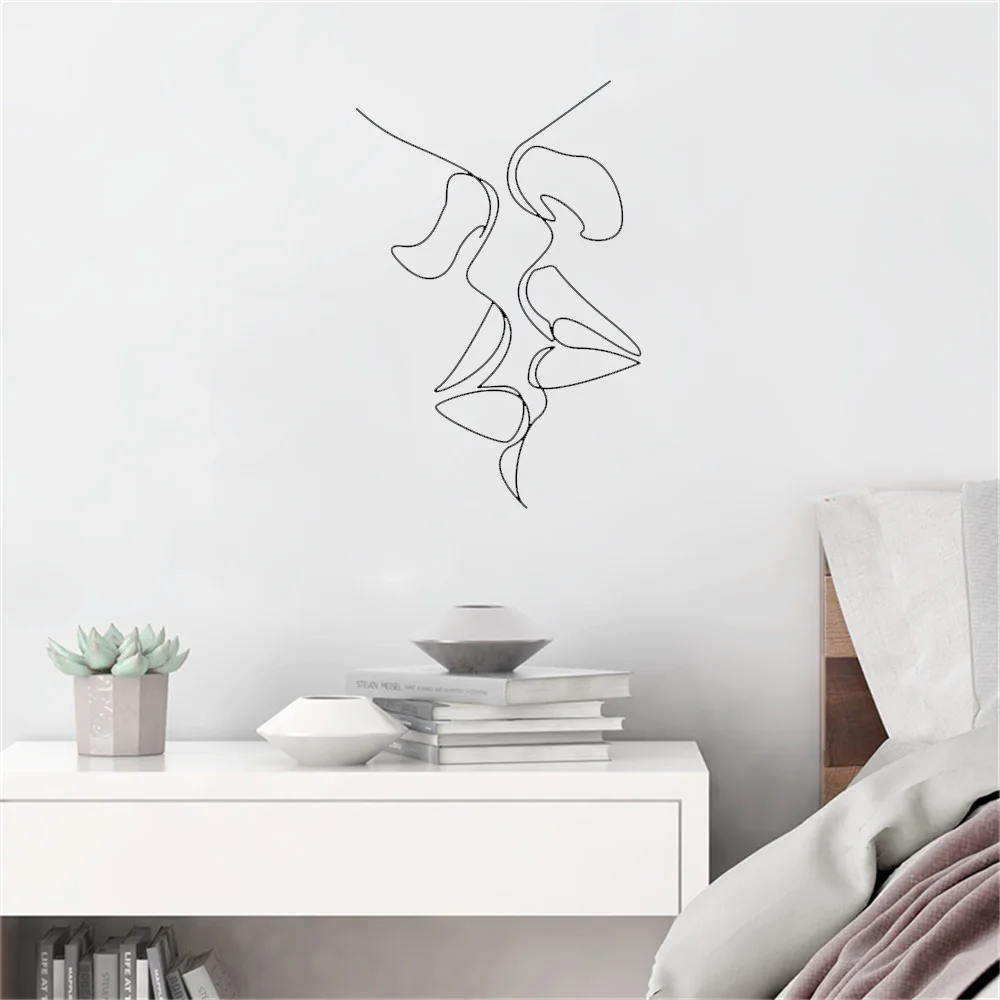 

Ins Nordic Minimalist Figures Line Sticker Art Warm Couple Kissing Wall Decal Posters Prints Decor For Livingroom Vinyl ph721