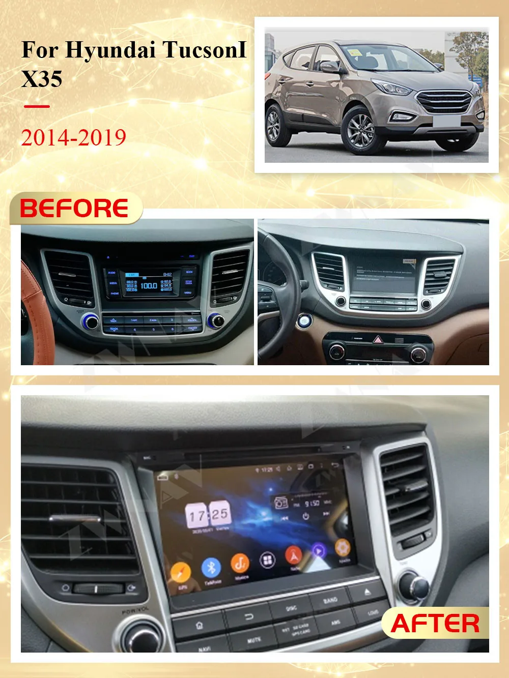 Carplay 2 Din Android 10 Stereo Receiver For Hyundai Tucson IX35 2014 2015 2016 2017 2018 2019 Navi Radio Audio Player Head Unit