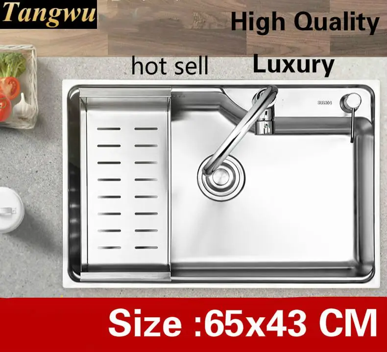 

Free shipping Apartment kitchen single trough sink high quality wash vegetables vogue 304 stainless steel hot sell 65x43 CM