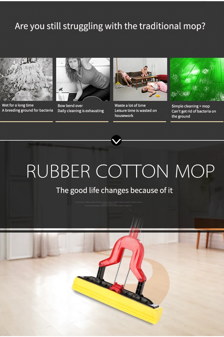 Good luck to sponge mop stainless steel folding sponge absorbent mop cotton towel mop free hand wash