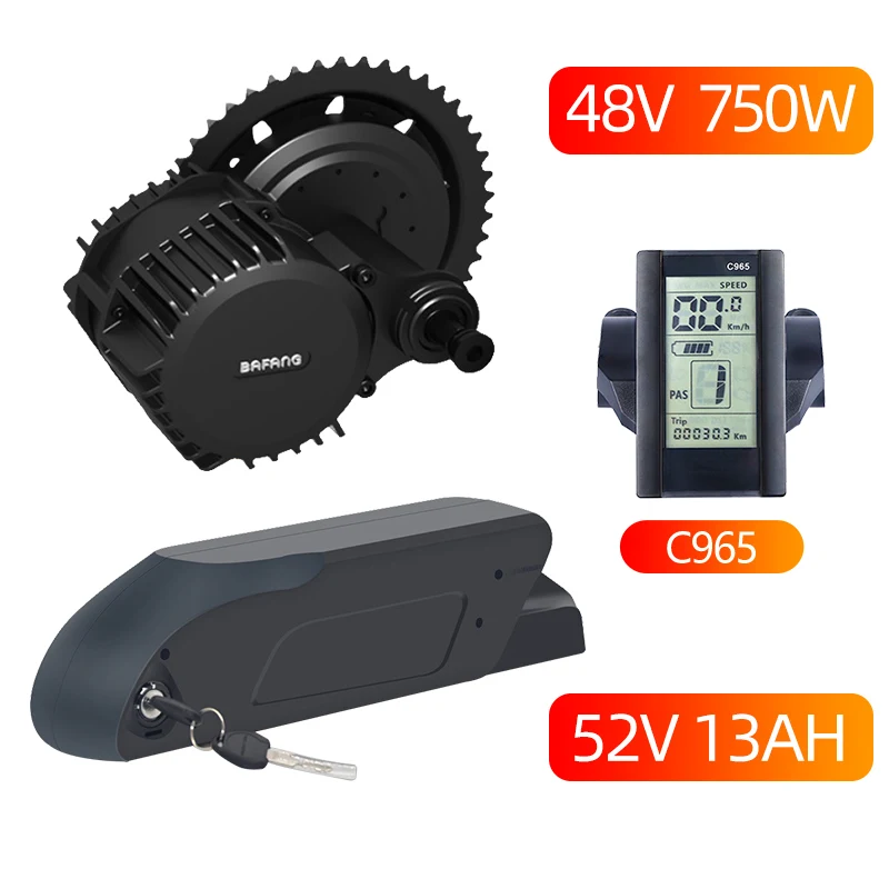 BBS02B Bafang 48 в 750 Вт Mid Drive комплект электродвигателей с 48 в 52 в 13AH 17.5Ah литий-ионный Ebike батарея BBS02 8fun Bafang батарея - Цвет: 52V13AH and C965