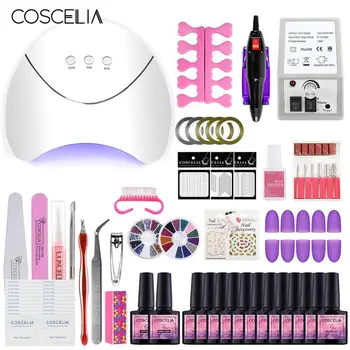 

COSCELIA UV Led Lamp With Electric Drill Machine Nail Set for Manicure Kit Nail Gel Polish Varnish Pedicure Nail Extension Tools