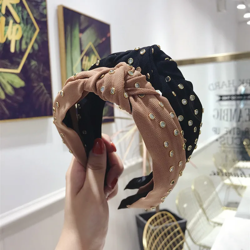 Лучшие женские модные корейские повязки с узелком для женщин, ручная работа, свадебные аксессуары для волос для девочек, блестящие повязки для волос в стиле бохо, подарки, Weholesale