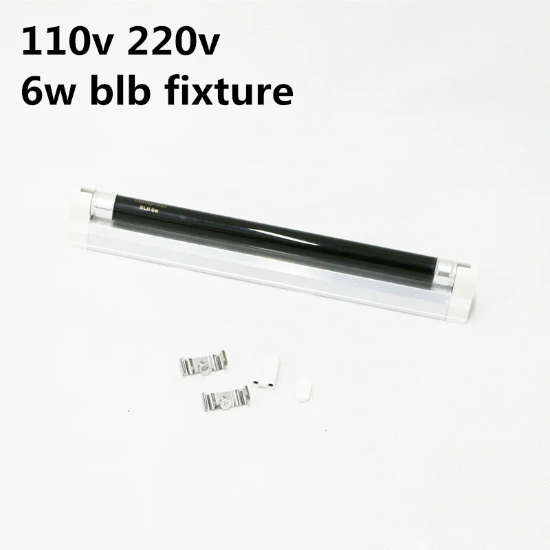 6W FIXTURE Черный светильник, синий BLB светильник, УФ-лампа с креплением и проводом, Европейская или американская вилка, 110 V-240 V T5 4W 6W 8W - Мощность в ваттах: 6W FIXTURE