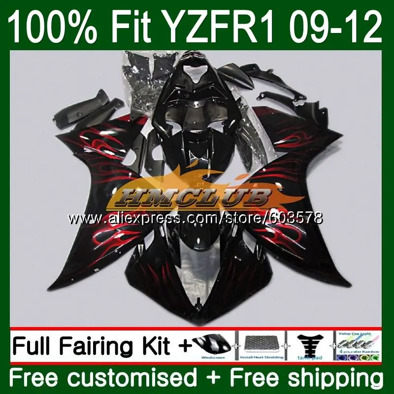 Инъекций для YAMAHA YZF-1000 YZF-R1 2009 2010 2011 2012 64CL. 18 YZF R1 1000 R 1 YZF1000 YZFR1 09, 10, 11, 12, красный Обтекатели с пламенем - Цвет: No. 1